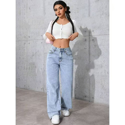 Women's High Waist Straight Leg Jeans