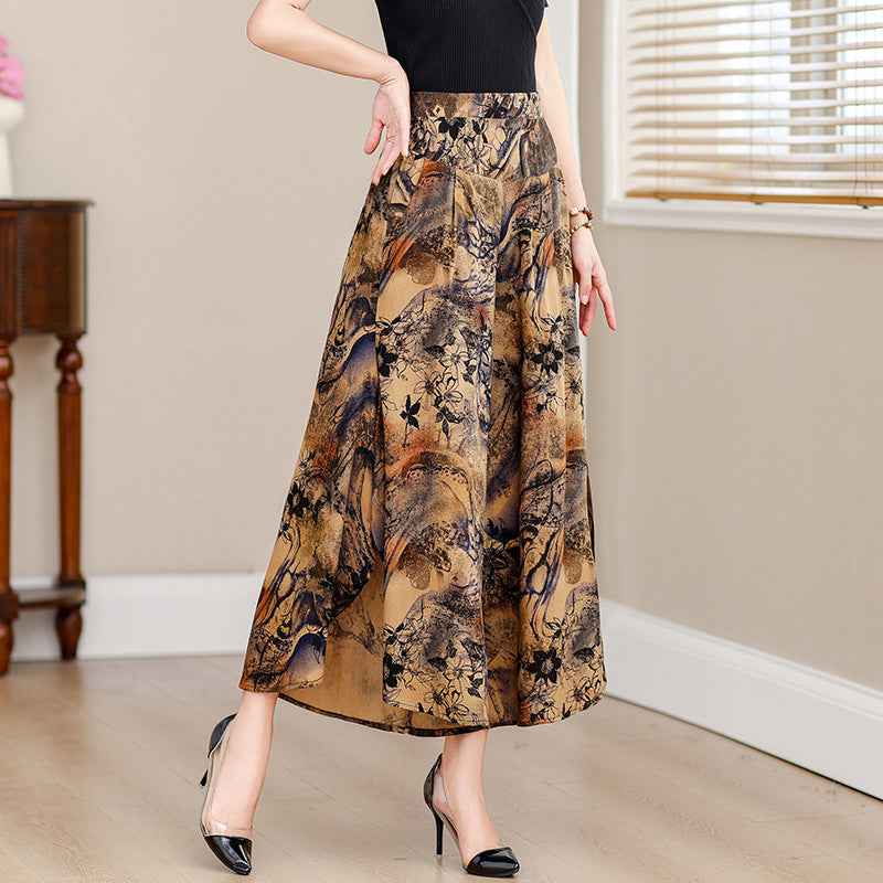 Women's High Waist Wide Leg Cropped Pants | Comfortable Elastic Waist