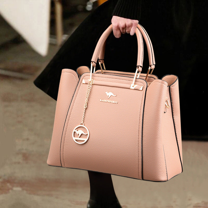 Women's Genuine Leather Handbag - Retro Style