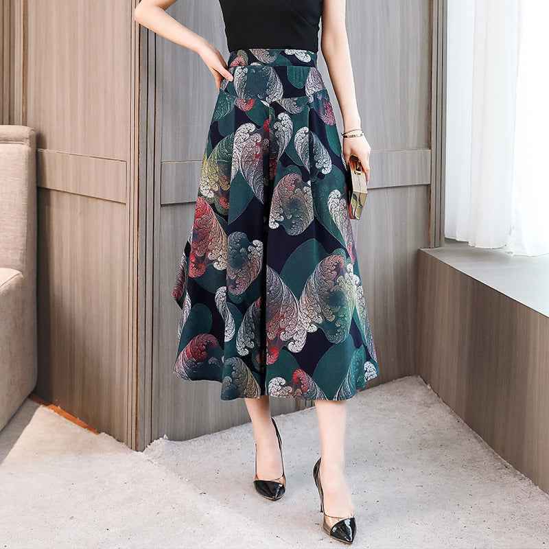 Women's High Waist Wide Leg Cropped Pants | Comfortable Elastic Waist