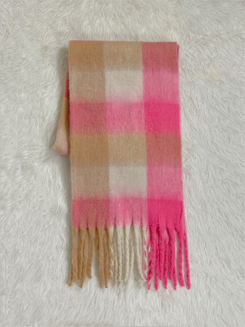 Color Plaid Winter Scarf for Women