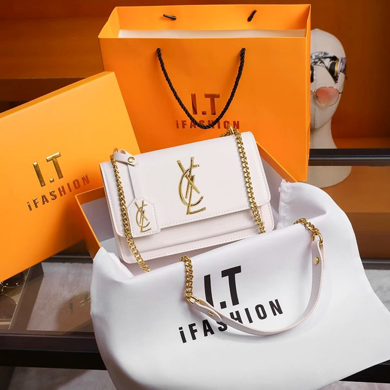 Women's Leather Bag - Genuine Cowhide Chain