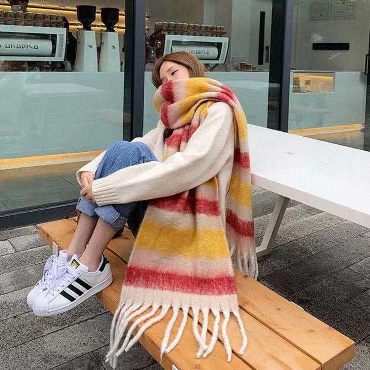 Color Plaid Winter Scarf for Women