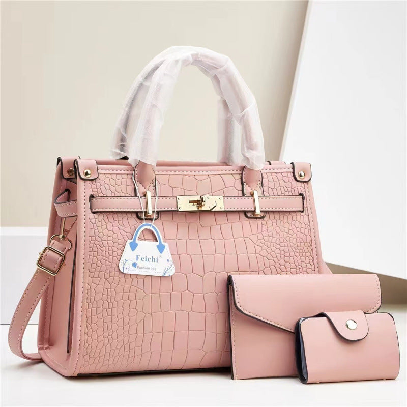 Women's Stone Pattern Handbag - 2-in-1 Set