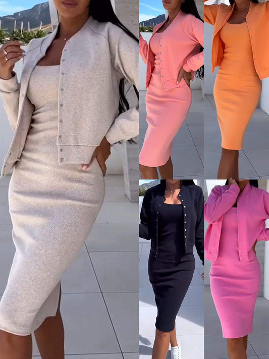 Suspender Skirt and Coat Set - Two Piece Outfit