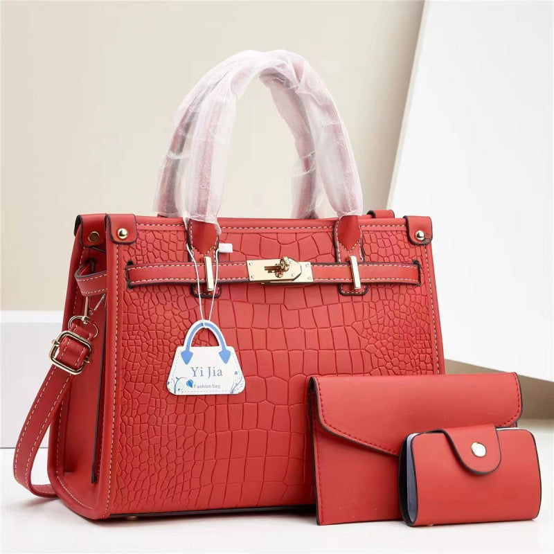 Women's Stone Pattern Handbag - 2-in-1 Set