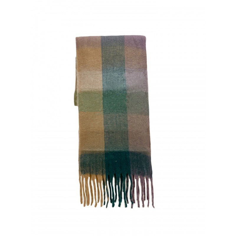 Color Plaid Winter Scarf for Women