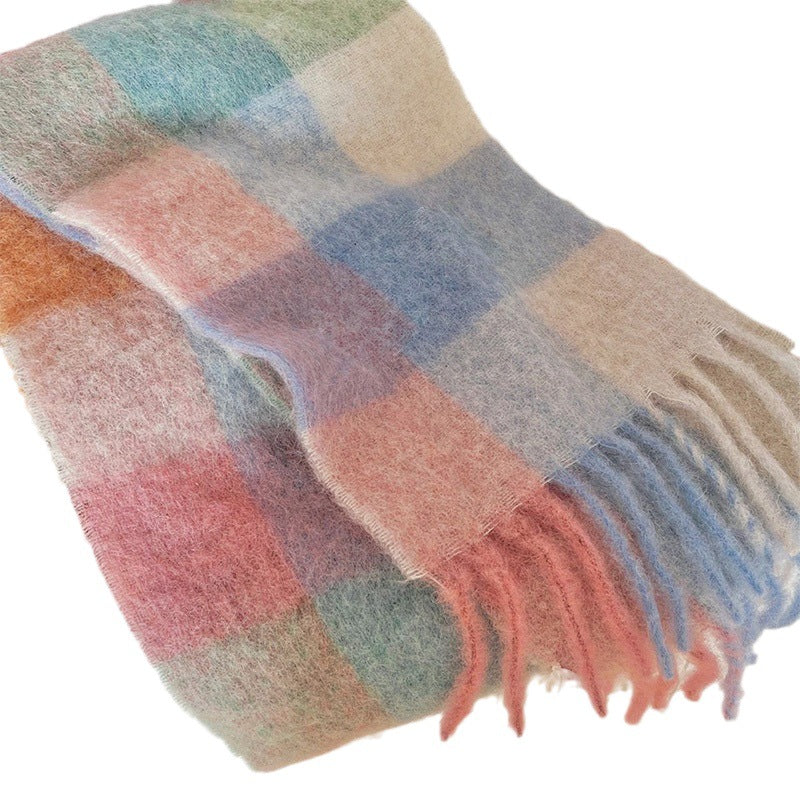 Color Plaid Winter Scarf for Women