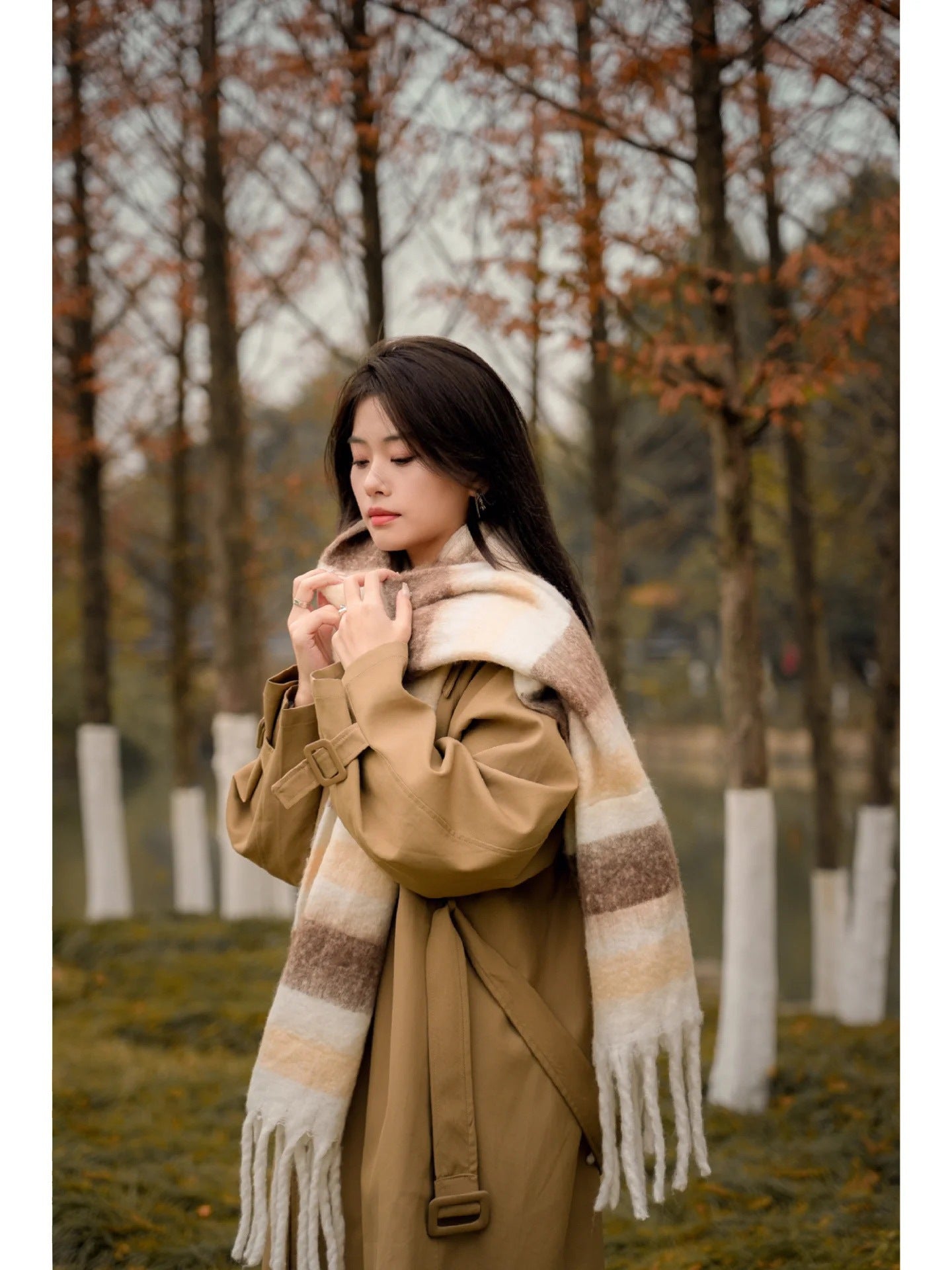 Color Plaid Winter Scarf for Women