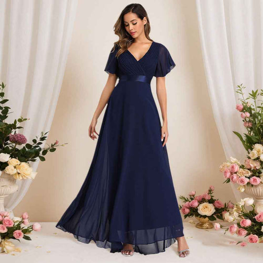 Elegant Trumpet Sleeve Chiffon Evening Dress