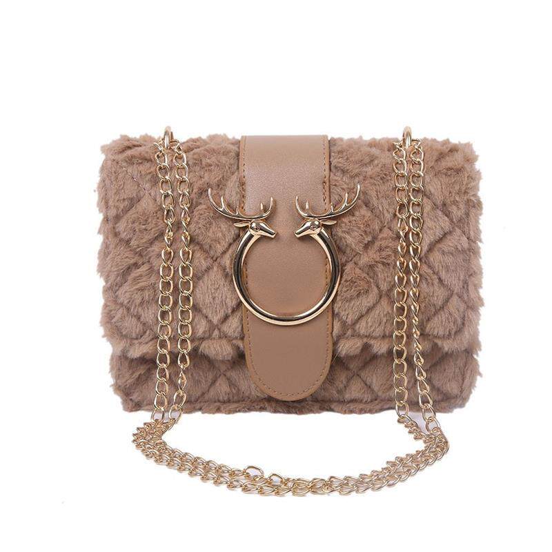 Women's Diamond Quilted Chain Bag - Plush Handbag