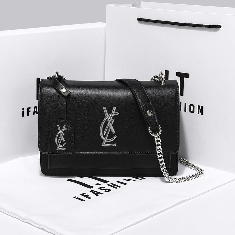 Women's Leather Bag - Genuine Cowhide Chain