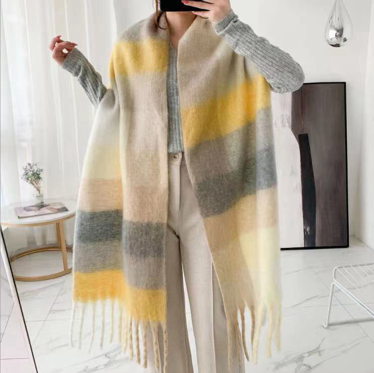 Color Plaid Winter Scarf for Women