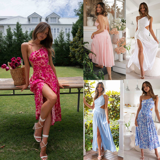 Sleeveless Backless Long Dress with Slit - Women's Elegant Maxi Dress