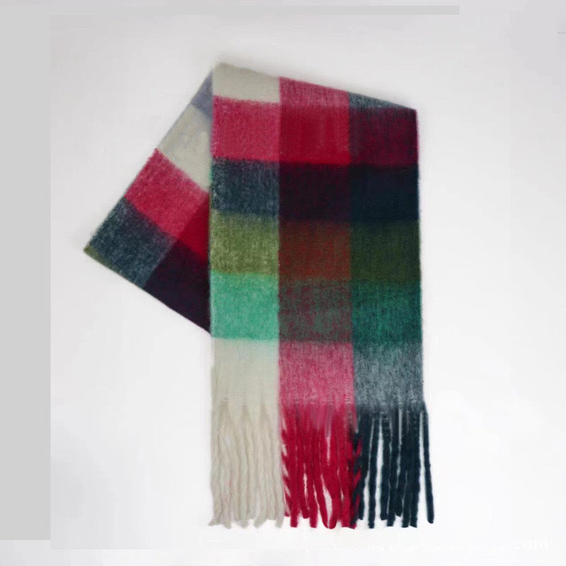 Color Plaid Winter Scarf for Women