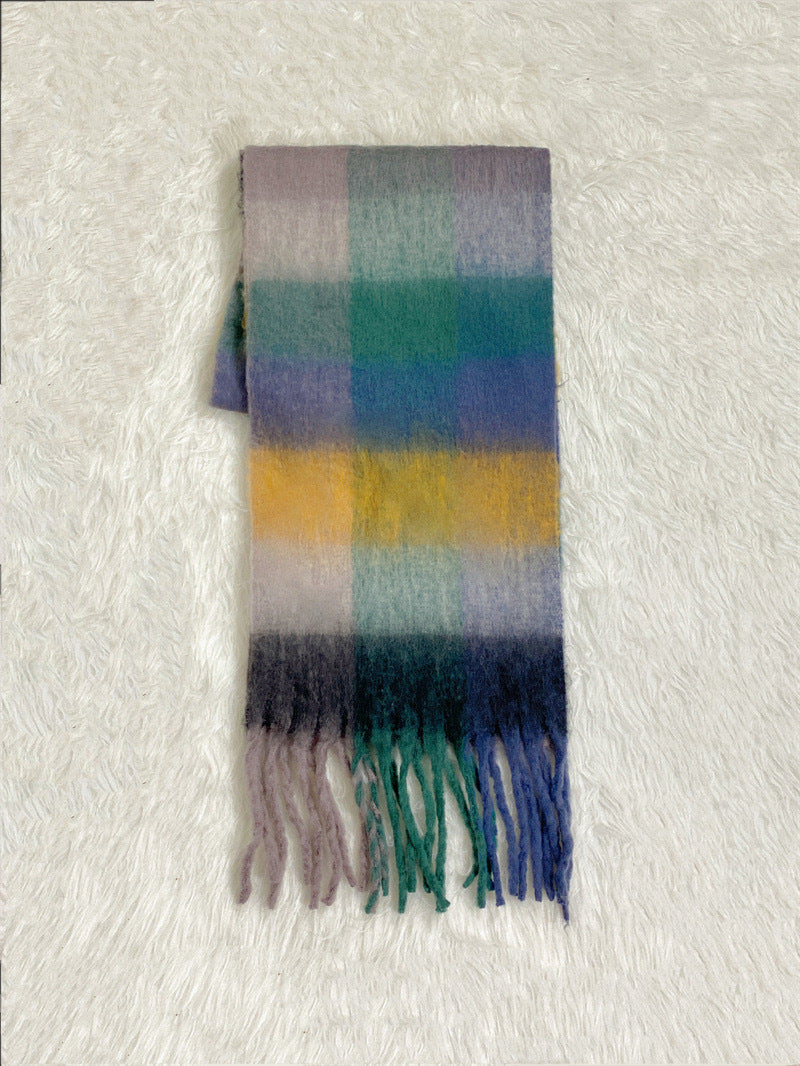 Color Plaid Winter Scarf for Women