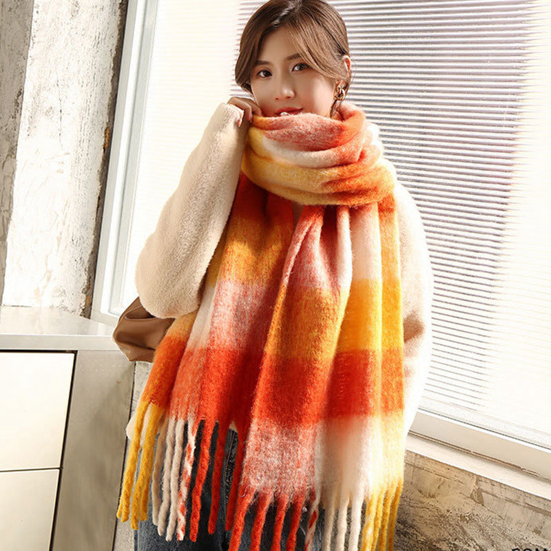 Color Plaid Winter Scarf for Women