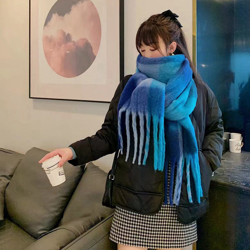 Color Plaid Winter Scarf for Women