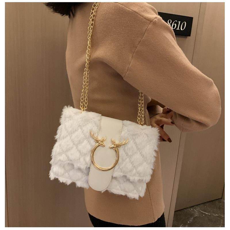 Women's Diamond Quilted Chain Bag - Plush Handbag