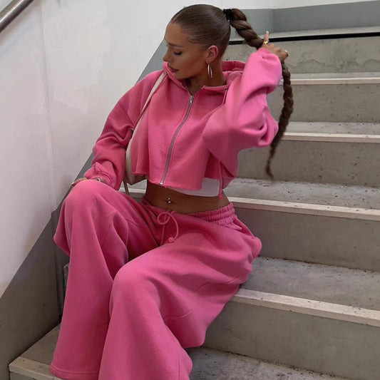 Women's Sweater Suit - Comfortable Polyester Tracksuit Set