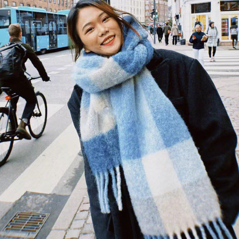 Color Plaid Winter Scarf for Women