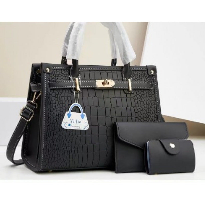 Women's Stone Pattern Handbag - 2-in-1 Set