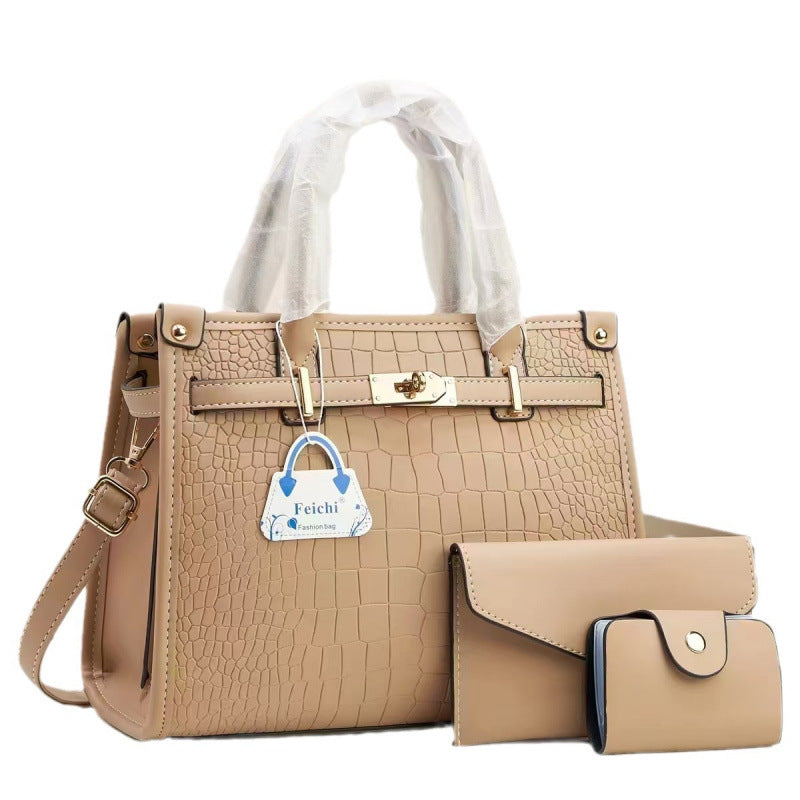 Women's Stone Pattern Handbag - 2-in-1 Set