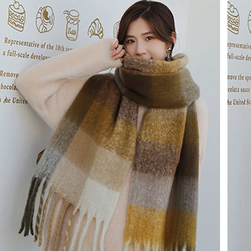 Color Plaid Winter Scarf for Women