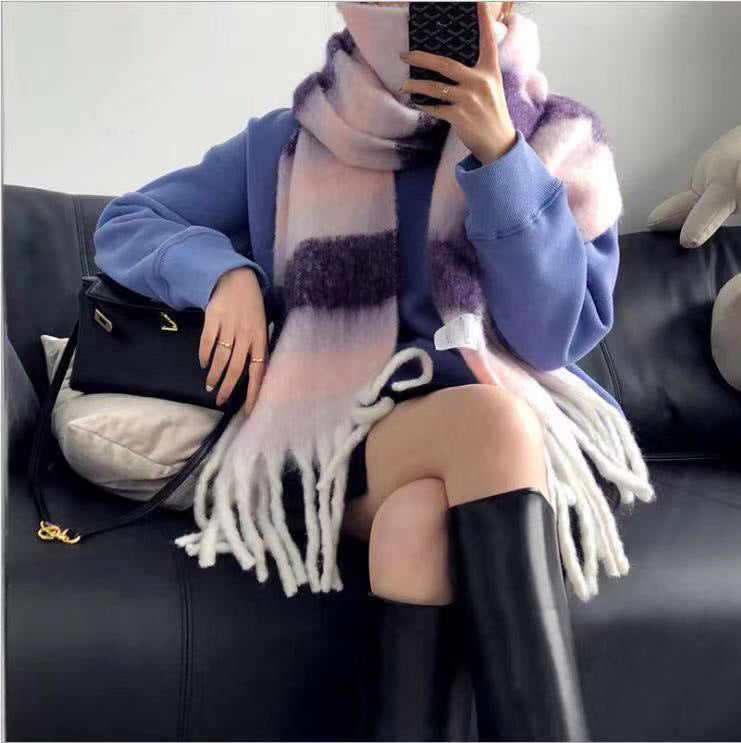 Color Plaid Winter Scarf for Women